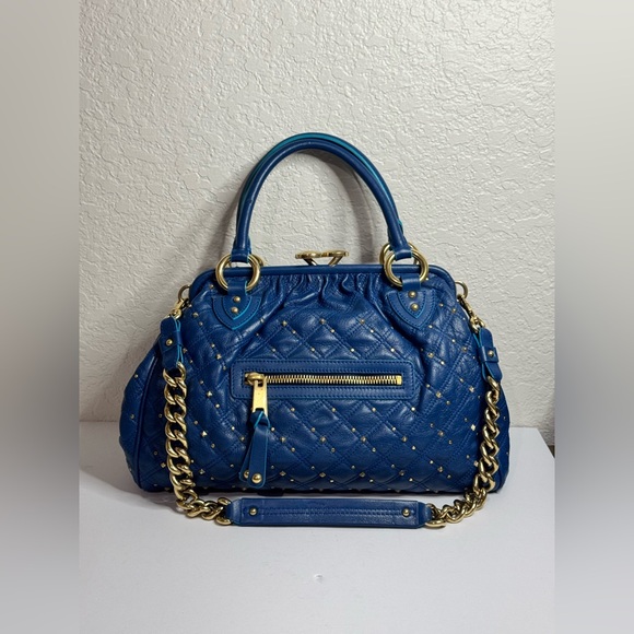 MARC JACOBS Stardust 2Way Calfskin Quilted Studded Stam Bag in Marine Blue RARE - Picture 1 of 14